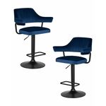 Набор 2 шт Стул барный DOBRIN CHARLY BLACK, синий велюр (MJ9-117) | Интернет магазин мебели и декора LifeDekor