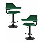 Набор 2 шт Стул барный DOBRIN CHARLY BLACK, зеленый велюр (MJ9-88) | Интернет магазин мебели и декора LifeDekor