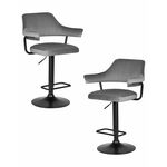 Набор 2 шт Стул барный DOBRIN CHARLY BLACK, серый велюр (MJ9-75) | Интернет магазин мебели и декора LifeDekor