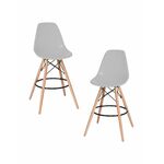 Набор 2 шт Стул барный DOBRIN DSW BAR, ножки светлый бук, цвет сиденья светло-серый (GR-01) | Интернет магазин мебели и декора LifeDekor