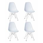Набор 4 шт Стул обеденный DOBRIN DSR, ножки хром, цвет белый (W-02) | Интернет магазин мебели и декора LifeDekor