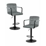 Набор 2 шт Стул барный DOBRIN KRUGER ARM BLACK, серый велюр (MJ9-75) | Интернет магазин мебели и декора LifeDekor