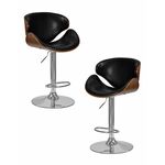 Набор 2 шт Стул барный DOBRIN KARTER, коричневое дерево, чёрный | Интернет магазин мебели и декора LifeDekor