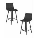 Набор 2 шт Стул полубарный DOBRIN OLIVIA, черные матовые ножки, черный велюр (108-77) | Интернет магазин мебели и декора LifeDekor