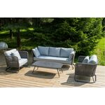 "Багамы" лаунж-зона 5-местная плетеная из роупа (веревки), каркас алюминиевый темно-серый, роуп серый | Интернет магазин мебели и декора LifeDekor