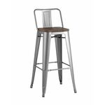 Стул барный TOLIX WOOD со спинкой серебристый матовый | Интернет магазин мебели и декора LifeDekor