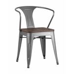 Стул TOLIX ARM WOOD с подлокотниками серебристый | Интернет магазин мебели и декора LifeDekor