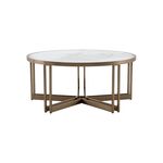 Журнальный столик Алиада 90х90 см светлая керамика сталь шампань | Интернет магазин мебели и декора LifeDekor