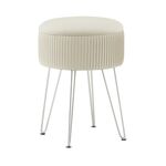 Пуф Астор бежевый серебряные ножки | Интернет магазин мебели и декора LifeDekor