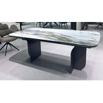 Стол INGERMAN 200 KARAKATA BROWN, керамика на стекле / Темно-серый металл+ шпон,  каркас, ®DISAUR | Интернет магазин мебели и декора LifeDekor