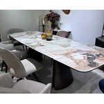 Стол IMBERT 180 GLOSS PATAGONIA, керамика на стекле/ брашированный каркас, цвет медный, ®DISAUR | Интернет магазин мебели и декора LifeDekor