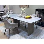 Стол CALVIN 180 MATTE ROME TRAVERTINE SOLID CERAMIC / Серый дуб, ®DISAUR | Интернет магазин мебели и декора LifeDekor