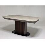 Стол DAGFINN 160 IVORY TRAVERTINE SOLID CERAMIC / Кофе / Орех, ®DISAUR | Интернет магазин мебели и декора LifeDekor