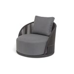 "Монтелла" кресло плетеное из роупа, каркас алюминий темно-серый (RAL7024) муар, роуп темно-серый круглый, ткань темно-серая 027 | Интернет магазин мебели и декора LifeDekor