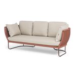 "Фиджи" диван 3-местный плетеный из роупа, каркас алюминий коричневый (RAL8016) муар, роуп красный (8372) круглый tex, ткань Mossle бежевая | Интернет магазин мебели и декора LifeDekor