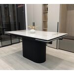 Стол АРИЯ 160 Белый мрамор MATTE, керамика / Черный каркас М-City | Интернет магазин мебели и декора LifeDekor