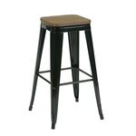 Стул барный TOLIX черный глянцевый + темное дерево KD | Интернет магазин мебели и декора LifeDekor