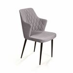 Стул с подлокотниками Hunt ромб, бархат светло-серый 26 / чёрный конус | Интернет магазин мебели и декора LifeDekor