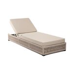 "Ривьера" шезлонг плетеный из роупа, каркас алюминий белый муар, роуп бежевый круглый, ткань бежевая 052 | Интернет магазин мебели и декора LifeDekor