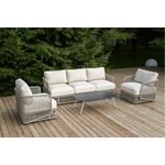 "Альбано" лаунж-зона 5-местная плетеная из роупа (веревки), каркас алюминиевый светло-серый, роуп серый меланж | Интернет магазин мебели и декора LifeDekor