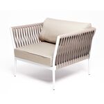 "Касабланка" кресло плетеное из роупа, каркас алюминий светло-серый (RAL7035) муар, роуп серо-коричневый 23мм, ткань бежевая 15052 | Интернет магазин мебели и декора LifeDekor