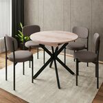 Стол круглый раздвижной Твист (90+30) дуб эндгрейн / опоры черные | Интернет магазин мебели и декора LifeDekor