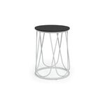 "Перу" журнальный стол из HPL круглый Ø40 H55, каркас из стали серый (RAL 7024), цвет столешницы "дуб" | Интернет магазин мебели и декора LifeDekor