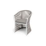 "Романо" стул плетеный из роупа, каркас алюминий белый муар, роуп бежевый круглый, ткань бежевая 15052 | Интернет магазин мебели и декора LifeDekor