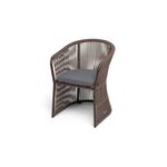 "Романо" стул плетеный из роупа, каркас алюминий коричневый (RAL8016) муар, роуп коричневый круглый, ткань темно-серая 027 | Интернет магазин мебели и декора LifeDekor