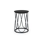 "Перу" журнальный стол из HPL круглый Ø40 H55, каркас из алюминия темно-серый (RAL 7024) муар, цвет столешницы "дуб" | Интернет магазин мебели и декора LifeDekor