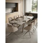 Стол КОСТА (COSTA) 180 ТРАВЕРТИН (MATTE SPANISH TRAVERTINE) керамика/ Латте / Орех натур, ®DISAUR | Интернет магазин мебели и декора LifeDekor