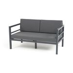 "Эстелья" диван 2-местный, каркас алюминий темно-серый (RAL7024) муар, ткань темно-серая 027 | Интернет магазин мебели и декора LifeDekor