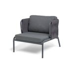 "Ронда" кресло плетеное из роупа, каркас алюминий темно-серый (RAL7024) муар, роуп серый 40 мм tex, ткань темно-серая 027 | Интернет магазин мебели и декора LifeDekor