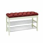 Банкетка "Грейс"  (дуб шампань/ткань Бордо, кретная стяжкa) | Интернет магазин мебели и декора LifeDekor