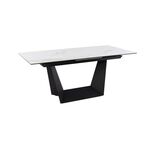 Стол обеденный раскладной T7055 Bruno (1800-2250x900x760) Ceramic (серая глянцевая керамика/черный матовый) | Интернет магазин мебели и декора LifeDekor