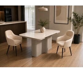 Стол КАЛИПСО МИНИ 140 цвет ONYX SOFT CREAM, керамика / латте каркас | Интернет магазин мебели и декора LifeDekor