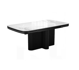 Стол DikLine DKO160 Керамика Platinum ART (белый глянец)/подстолье черное/опоры черные (2 уп.) | Интернет магазин мебели и декора LifeDekor