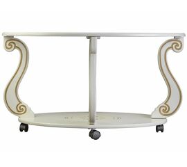 Стол журнальный Овация (С) на колесах слоновая кость/золото | Интернет магазин мебели и декора LifeDekor