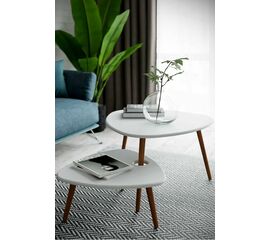 Стол журнальный Стилгрей белый/дуб светлый | Интернет магазин мебели и декора LifeDekor