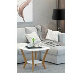 Стол журнальный Мельбурн со стеклом белый/дуб светлый | Интернет магазин мебели и декора LifeDekor