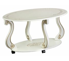 Стол журнальный Овация (М) на колесах слоновая кость/золото | Интернет магазин мебели и декора LifeDekor