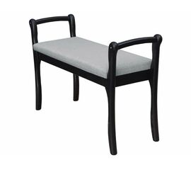 Скамья для прихожей с подлокотниками мягкая, ткань серый, каркас венге | Интернет магазин мебели и декора LifeDekor