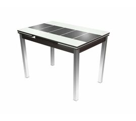 Стол Шанхай Каре, Черный муар/Стекло белое/Рисунок черный | Интернет магазин мебели и декора LifeDekor