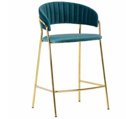 Стул полубарный Turin бирюзовый с золотыми ножками, Цвет: Бирюзовый | Интернет магазин мебели и декора LifeDekor