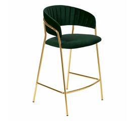 Стул полубарный Turin зеленый с золотыми ножками | Интернет магазин мебели и декора LifeDekor