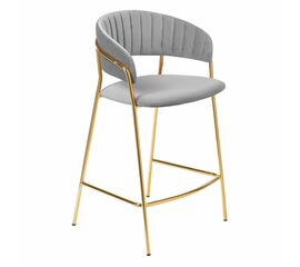 Стул полубарный Turin серый с золотыми ножками | Интернет магазин мебели и декора LifeDekor