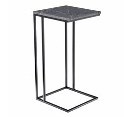 Придиванный столик Loft 35x35см, серый мрамор, чёрные ножки | Интернет магазин мебели и декора LifeDekor