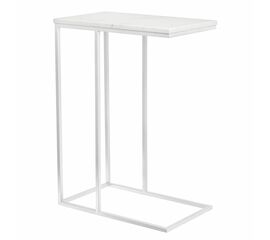 Придиванный столик Loft 50x30см, белый мрамор с белыми ножками | Интернет магазин мебели и декора LifeDekor