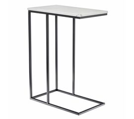 Придиванный столик Loft 50x30см, белый мрамор, чёрные ножки | Интернет магазин мебели и декора LifeDekor