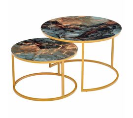 Набор кофейных столиков Tango космический с ножками матовое золото, 2шт | Интернет магазин мебели и декора LifeDekor